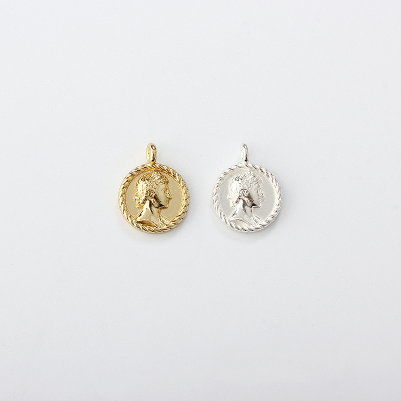 925 Sterling Silver Classical Relief Portrait Charm