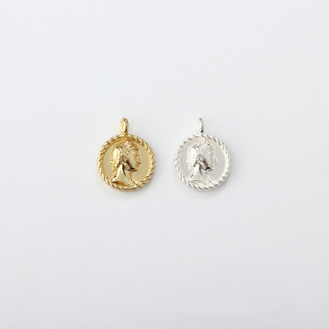 925 Sterling Silver Classical Relief Portrait Charm