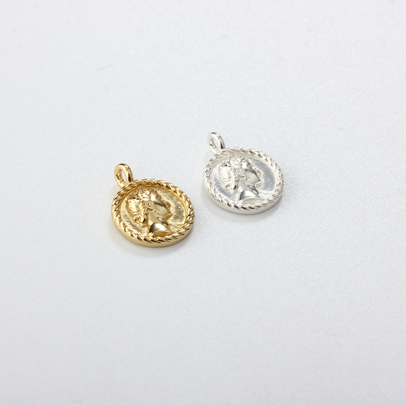 925 Sterling Silver Classical Relief Portrait Charm