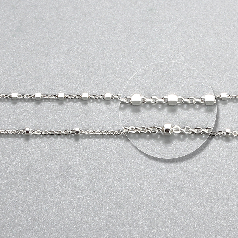 925 Sterling Silver Cable Chain With Cut Beads Chain