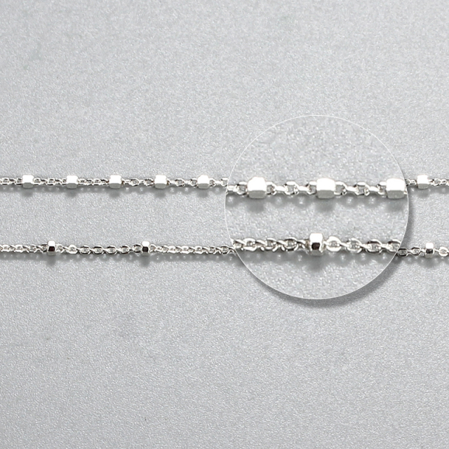 925 Sterling Silver Cable Chain With Cut Beads Chain