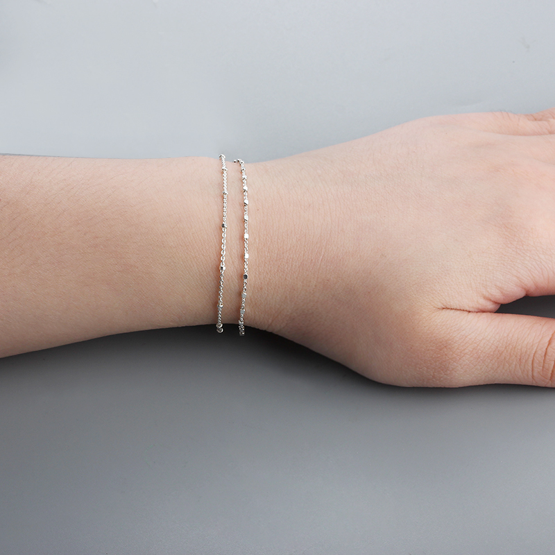 925 Sterling Silver Cable Chain With Cut Beads Chain