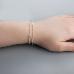 925 Sterling Silver Cable Chain With Cut Beads Chain