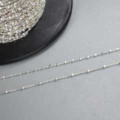 925 Sterling Silver Cable Chain With Cut Beads Chain