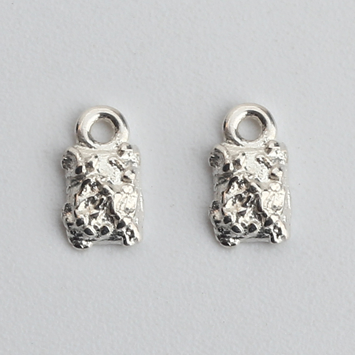 925 Sterling Silver Textured / Hammered Rectangle Charms