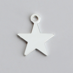 925 Sterling Silver Flat Star Charms for Jewelry Making