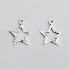 925 Sterling Silver Hammered / Textured Hollow Star Charms