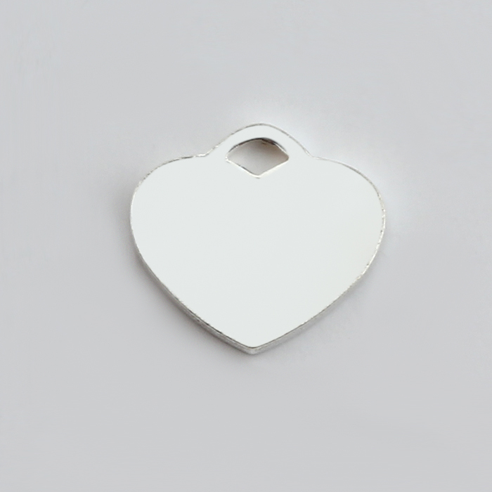 925 Sterling Silver Shiny Heart Charms 0.8*7.6*8.5mm