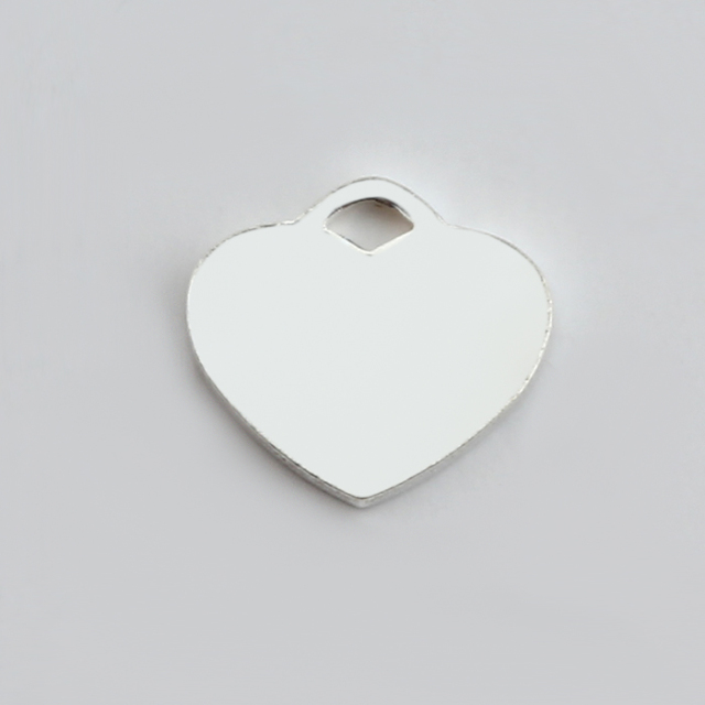 925 Sterling Silver Shiny Heart Charms 0.8*7.6*8.5mm