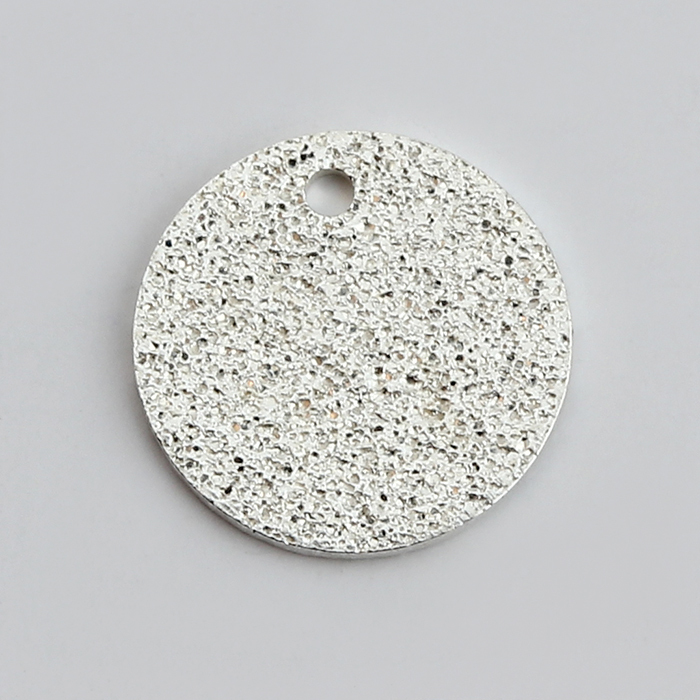 925 Sterling Silver Matte Coin Charm Jewelry Findings