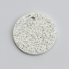 925 Sterling Silver Matte Coin Charm Jewelry Findings