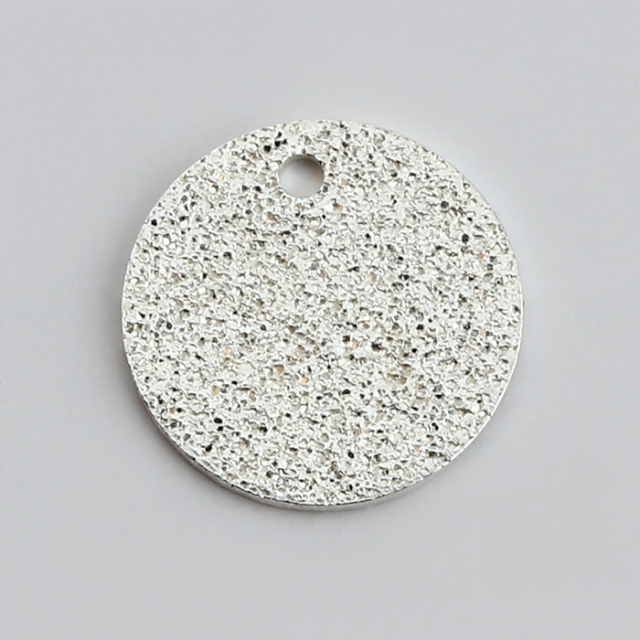 925 Sterling Silver Matte Coin Charm Jewelry Findings