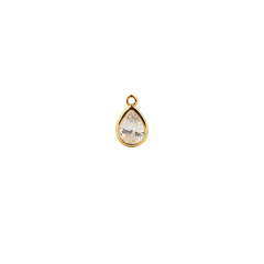 925 Sterling Silver Teardrop Crystal Charms with 5*7mm CZ