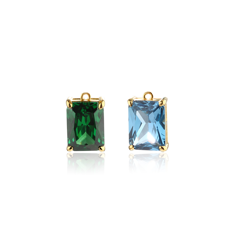 925 Sterling Silver Rectangular CZ Charms with 10*14mm CZ