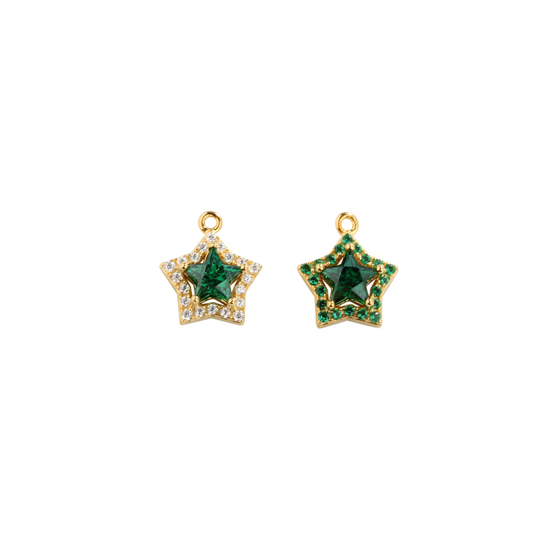 925 Sterling Silver CZ Star Charm 12.5*10.5mm