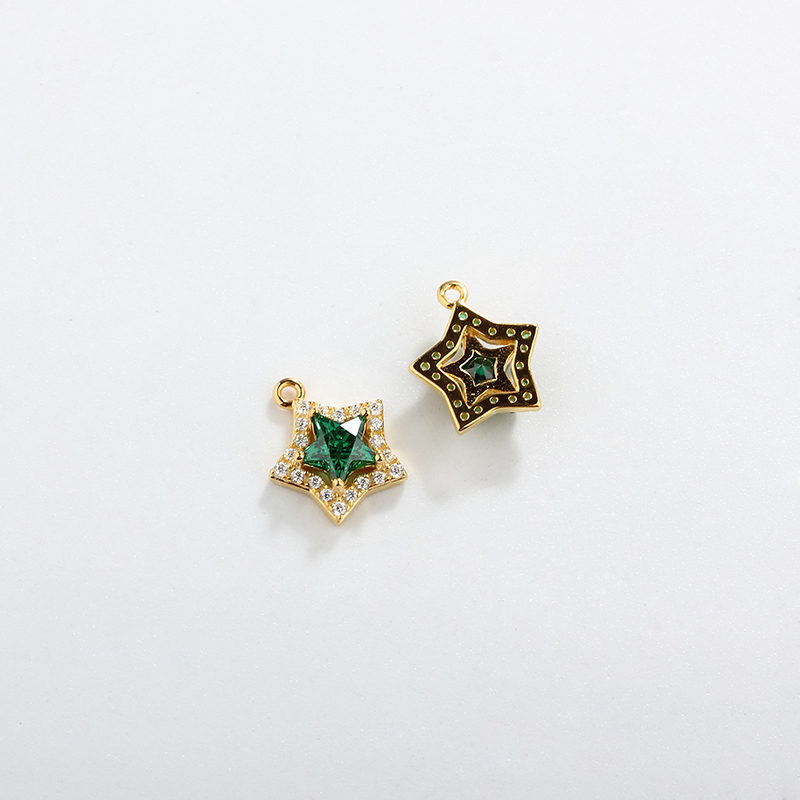925 Sterling Silver CZ Star Charm 12.5*10.5mm