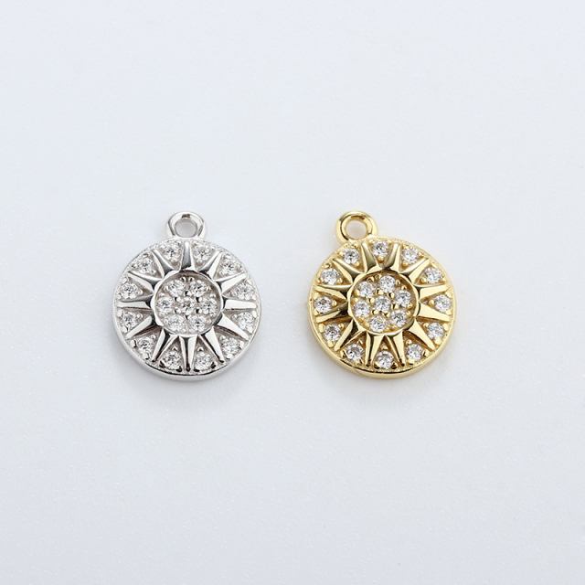 925 Sterling Silver CZ Sun Charm