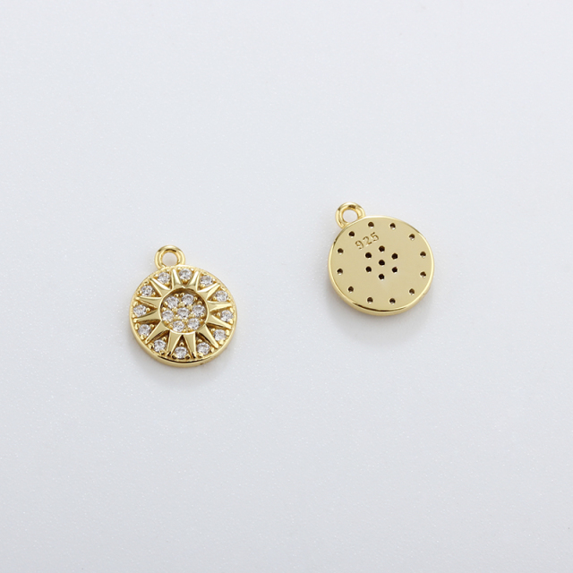 925 Sterling Silver CZ Sun Charm