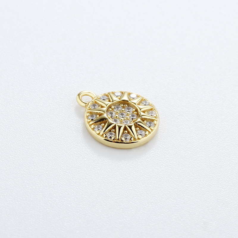 925 Sterling Silver CZ Sun Charm