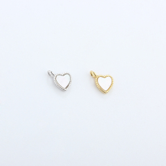 925 Sterling Silver 4*4 Heart White Mother Pearl Charm