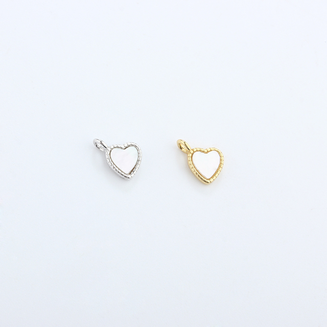 925 Sterling Silver 4*4 Heart White Mother Pearl Charm