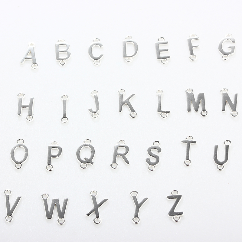 925 Sterling Silver Simple Letters Connector