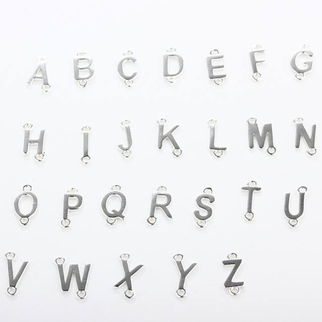925 Sterling Silver Simple Letters Connector