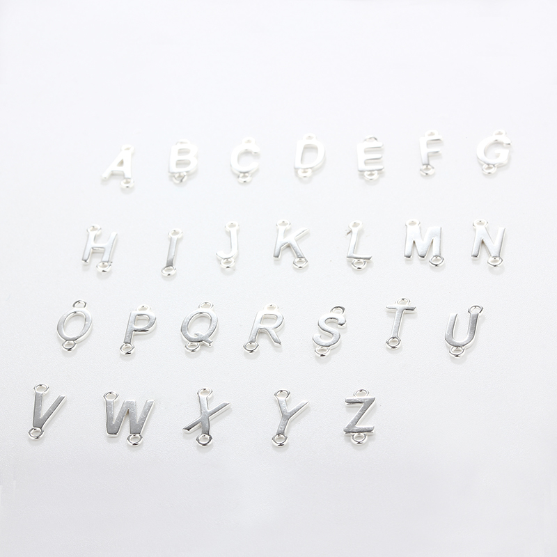 925 Sterling Silver Simple Letters Connector