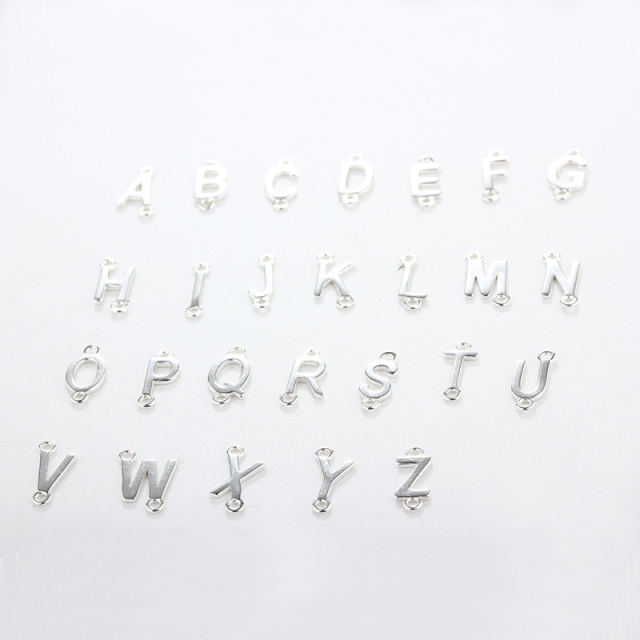 925 Sterling Silver Simple Letters Connector