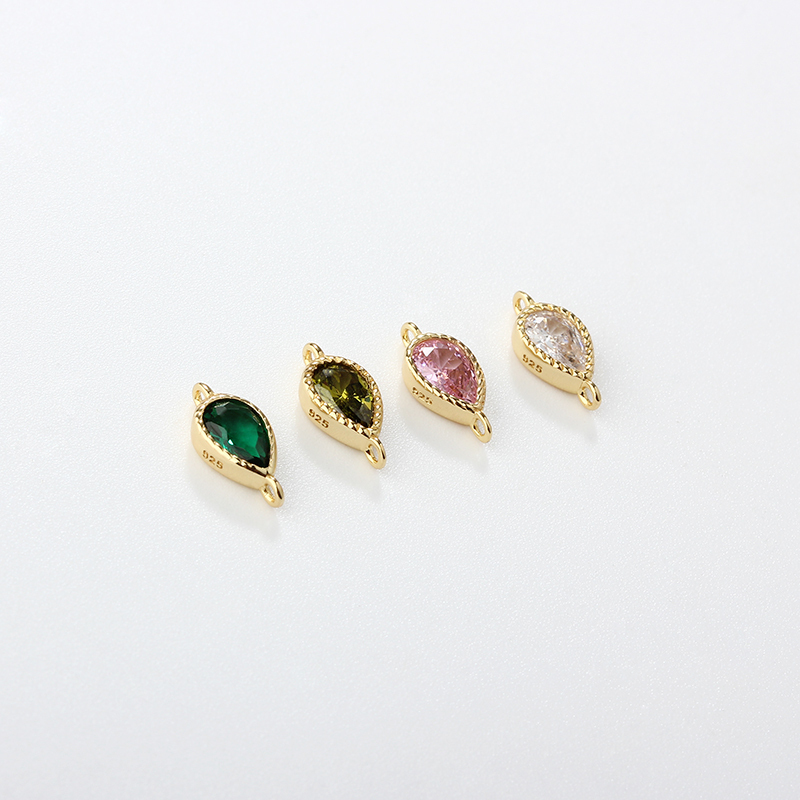 925 Sterling Silver 4*6mm Drop CZ Connector