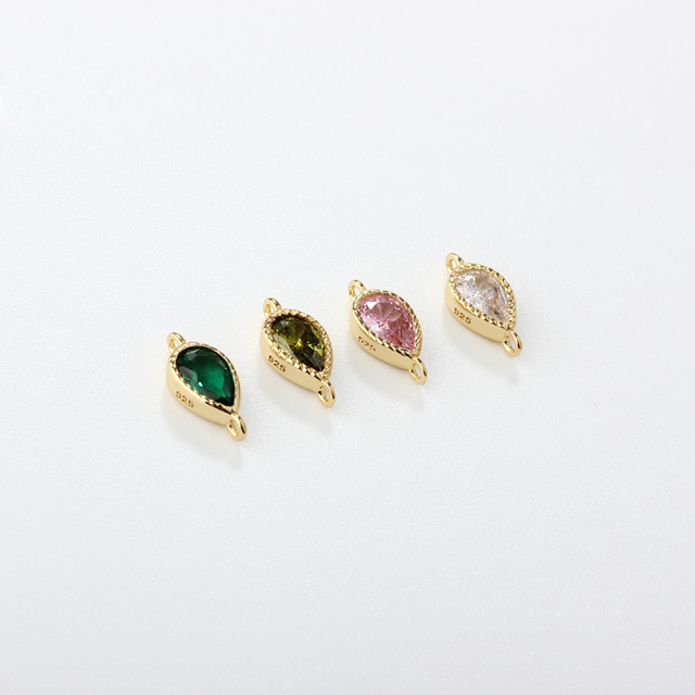 925 Sterling Silver 4*6mm Drop CZ Connector