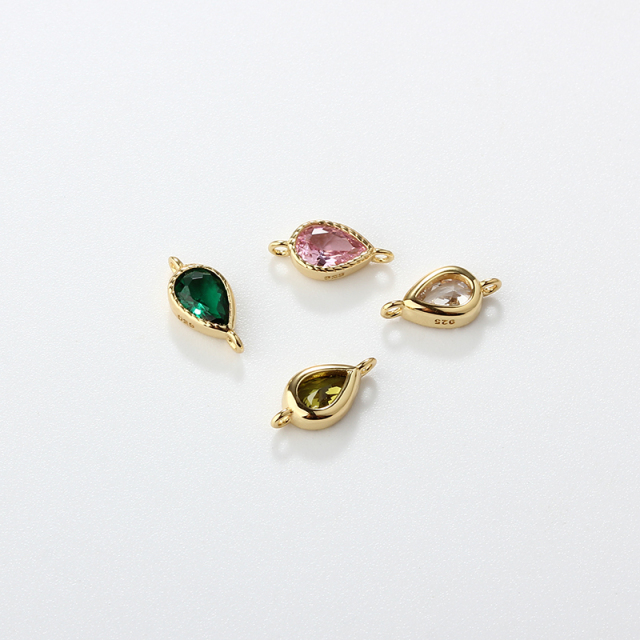 925 Sterling Silver 4*6mm Drop CZ Connector