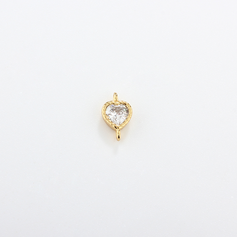 925 Sterling Silver 4mm Heart CZ Connector