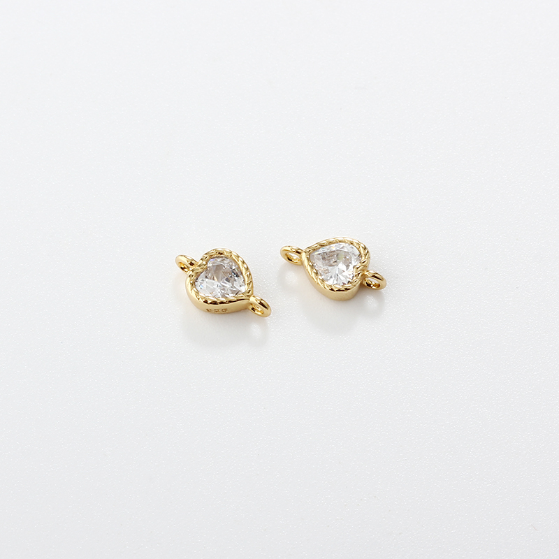 925 Sterling Silver 4mm Heart CZ Connector