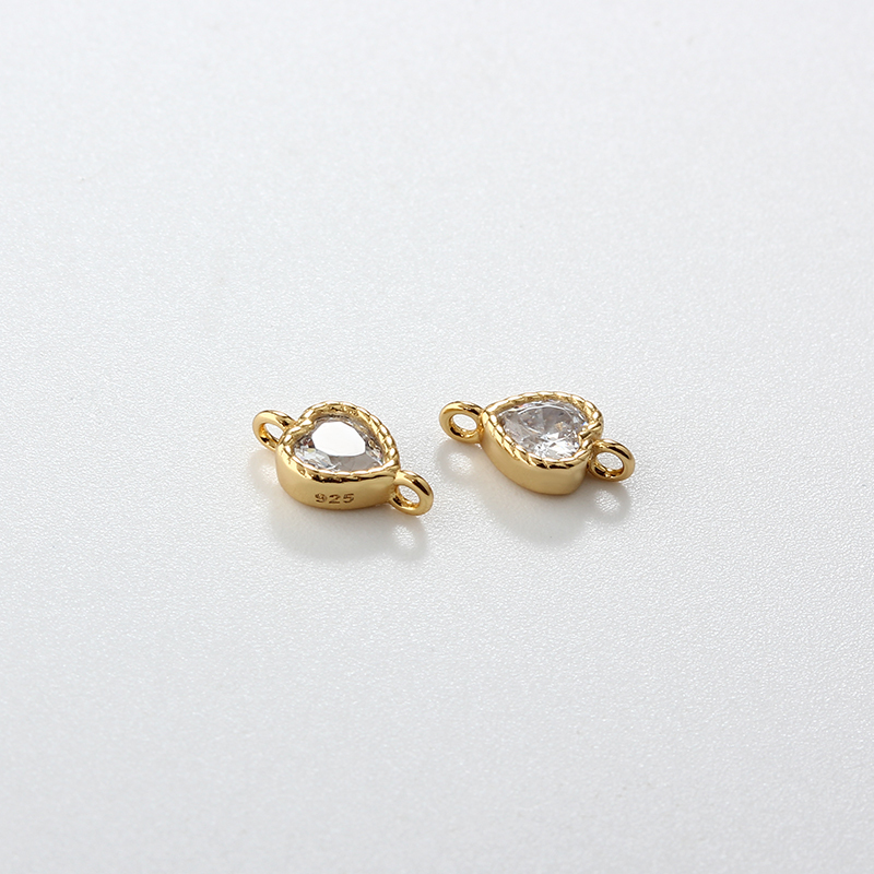 925 Sterling Silver 4mm Heart CZ Connector