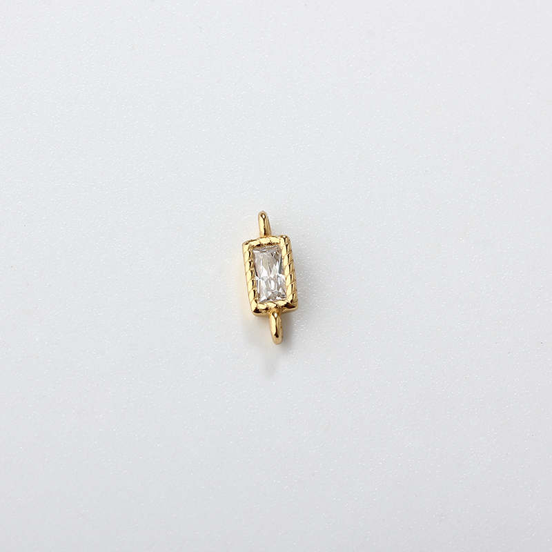 925 Sterling Silver 2*4mm Square CZ Connector