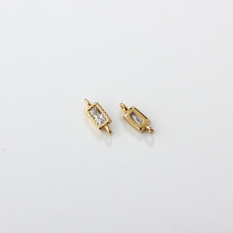 925 Sterling Silver 2*4mm Square CZ Connector