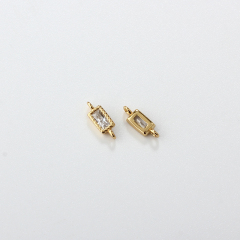 925 Sterling Silver 2*4mm Square CZ Connector