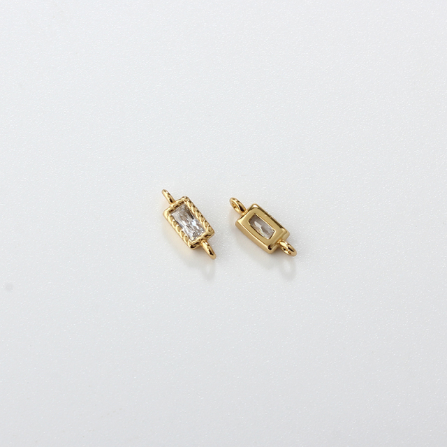 925 Sterling Silver 2*4mm Square CZ Connector