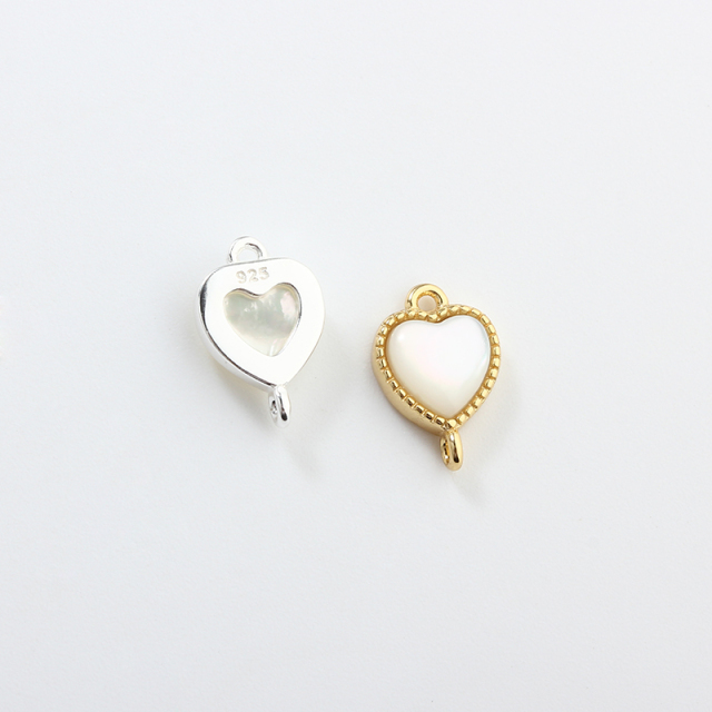 925 Sterling Silver 6*6mm Heart Connector Charm