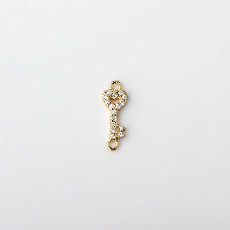 925 Sterling Silver Key Connector with cz