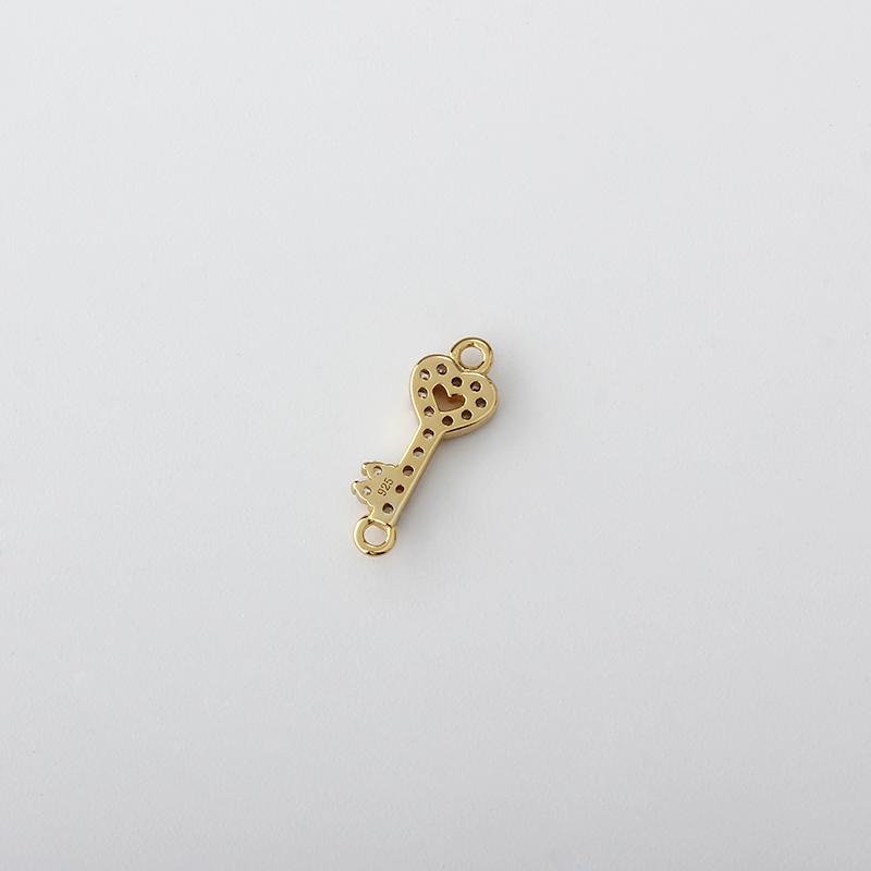 925 Sterling Silver Key Connector with cz