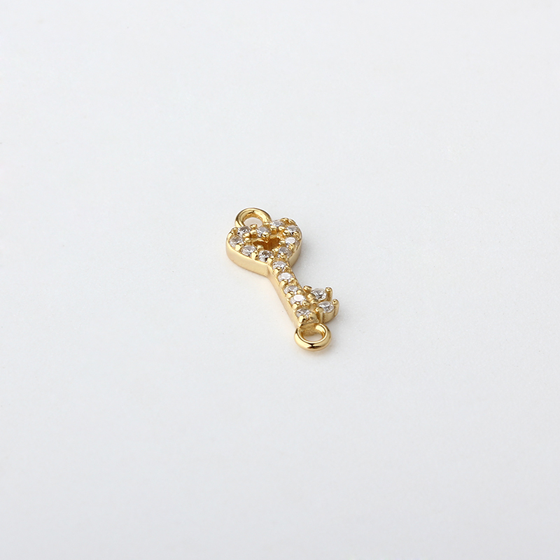 925 Sterling Silver Key Connector with cz