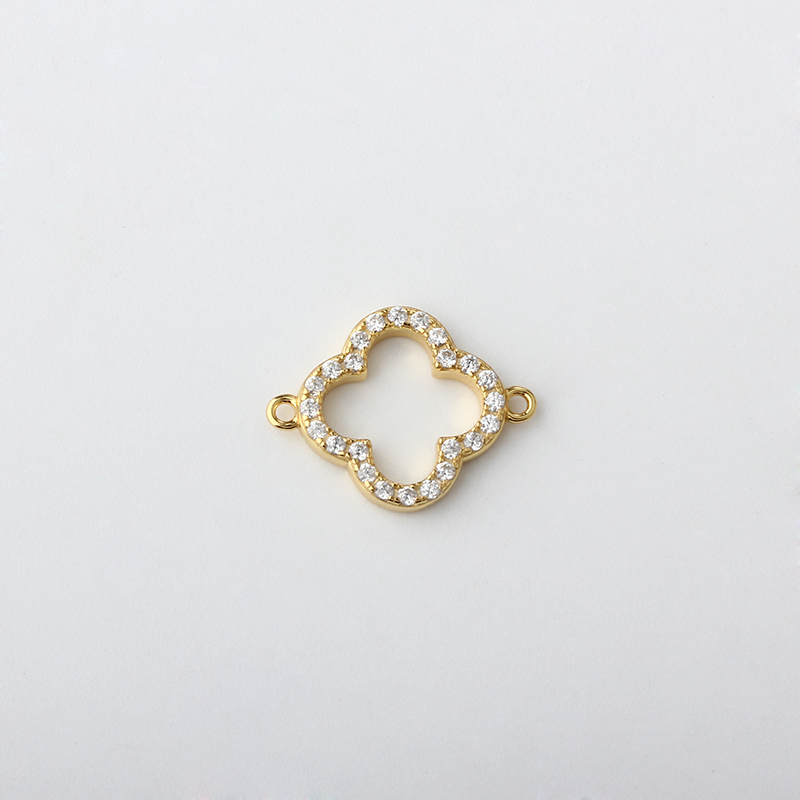 925 Sterling Silver Clover Connector with cz