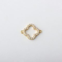 925 Sterling Silver Clover Connector with cz