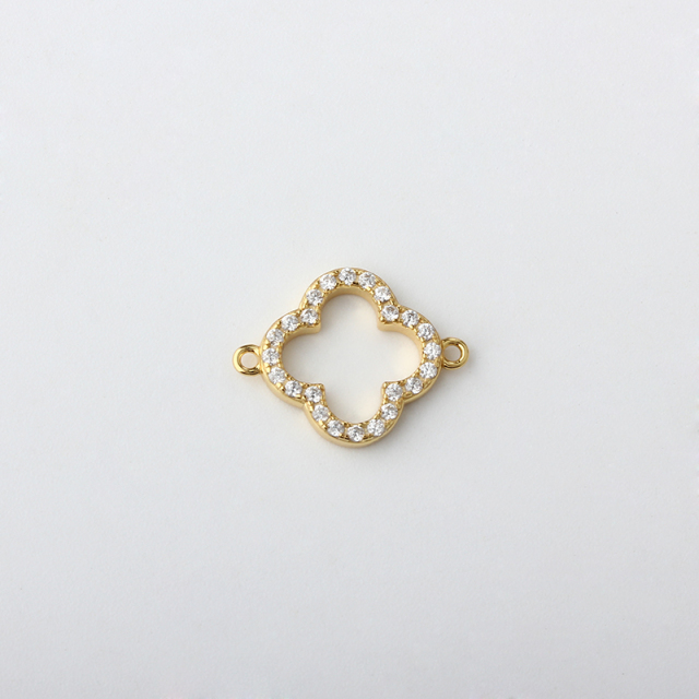 925 Sterling Silver Clover Connector with cz