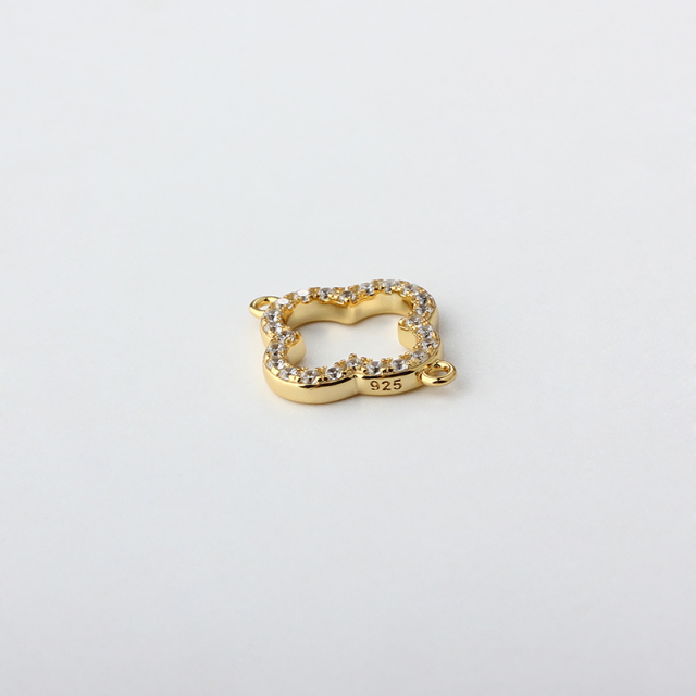 925 Sterling Silver Clover Connector with cz