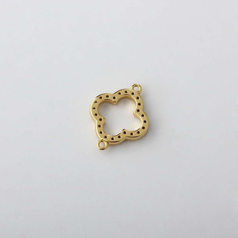 925 Sterling Silver Clover Connector with cz