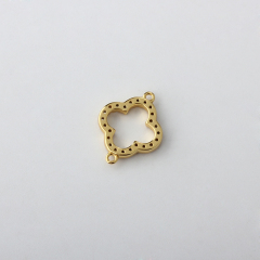 925 Sterling Silver Clover Connector with cz