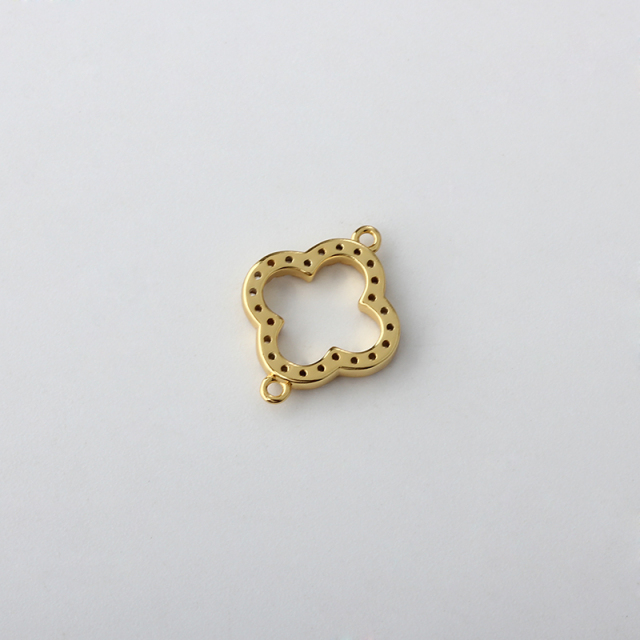 925 Sterling Silver Clover Connector with cz